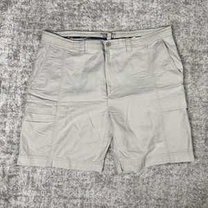 Island Shores linen Chino Shorts Men 44 Beige white Pockets Casual summer vacay‎